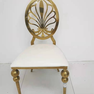 Eleganckie luksusowe złote krzesło ślubne ze stali nierdzewnej OEM W50xD65xH92cm