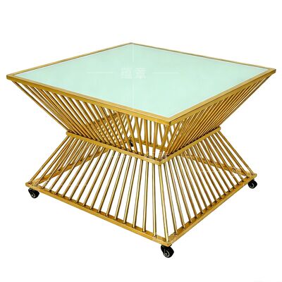Najlepsza sprzedaż Fashion Design Square Shape Glass Top Nierdzewny Stal Wedding Cake Table