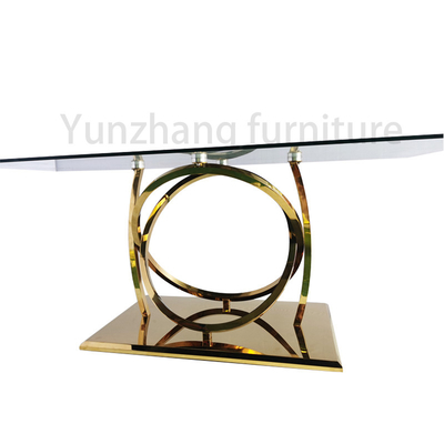 Yunzoon Furniture Stół do jadalni z przezroczystego szkła Lustrzane srebrne wykończenie SS 201 Podstawa