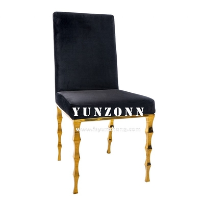 Elegantny banket krzesło z czarnego aksamit z bambusowych nóg
