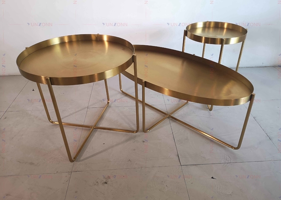Złoty metalowy stolik do herbaty Stolik kawowy D60xH50cm 201 Stal nierdzewna