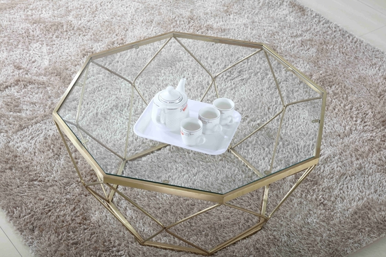 Nowoczesne szklane stoliki kawowe ze stali nierdzewnej Stylowy stolik do herbaty Living Pack Pearl Room
