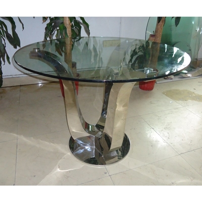 Antique Glam Silver Luxury Nowoczesne stoły do ​​jadalni D150XH75 Stół do jadalni ze szklanym blatem