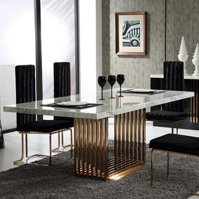 Nordic Marble Top Wedding Bankiet Stoły Nowoczesne prostokątne stoły do ​​​​jadalni z krzesłami 50X90X75