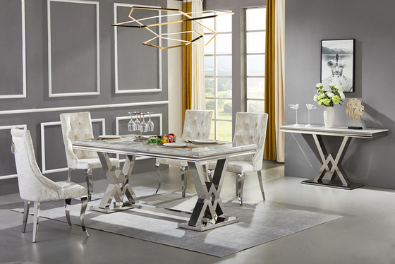 Nordic Marble Modern Luxe Stół do jadalni ze stali nierdzewnej High End