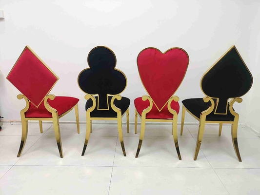Poker Red Heart Wesele Krzesło bankietowe Skórzana aksamitna poduszka Meble do jadalni