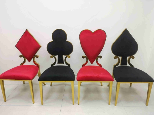 Poker Red Heart Wesele Krzesło bankietowe Skórzana aksamitna poduszka Meble do jadalni