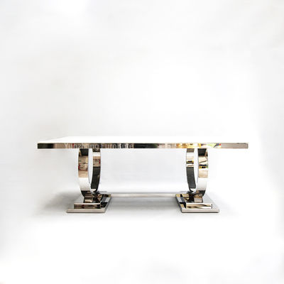 Dobra cena. Dwa koła Elegancki nowoczesny stół do jadalni Marmurowy blat 201 ze stali nierdzewnej do użytku rodzinnego w Internecie