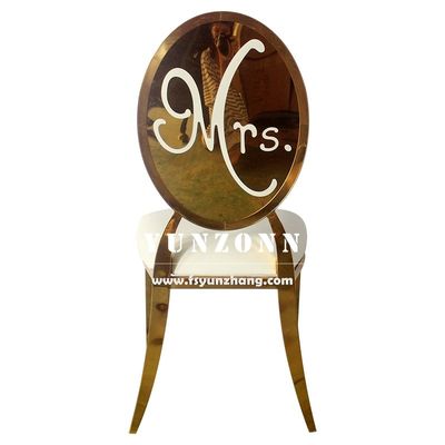 Dobra cena. Luksusowy złoty kręg ze stali nierdzewnej z tyłu Pan i Pani Oblubienicza i Pan młody Krzesło weselne w Internecie