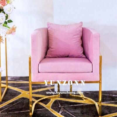 Dobra cena Nowoczesna jednoosobowa krzesła sofa z złotą stali nierdzewnej i kolorowa aksamitna poduszka dla hoteli Salony Restauracje i centra handlowe w Internecie