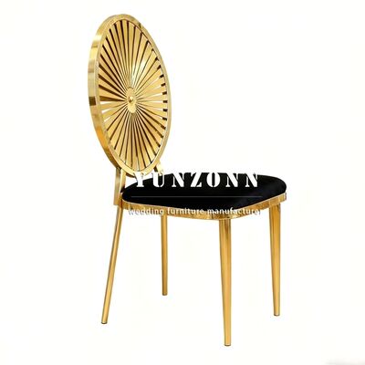 Dobra cena Złote krzesło weselne, sztaplowane krzesło do jadalni dla hotelu, krzesło bankietowe, meble weselne, rama ze stali nierdzewnej w Internecie