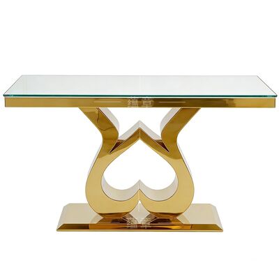 Dobra cena Tanie nowoczesne meble hotelowe na imprezy, meble ślubne, panna młoda, pan młody, złota stal nierdzewna, blat z hartowanego szkła, prostokątna willa weselna w Internecie