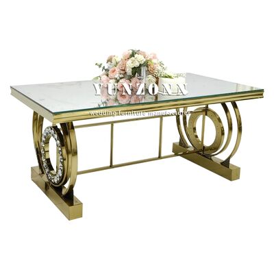 Dobra cena Stół bankietowy ze stali nierdzewnej z kryształowymi zdobieniami na wesela, do hoteli, na imprezy, stół z lustrzanym blatem, meble hotelowe w Internecie