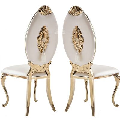 Dobra cena Bezpośrednia sprzedaż fabryczna mebli Krzesła z wysokim oparciem w stylu klasycznym, pozłacane stalą nierdzewną, odpowiednie na wesela i bankiety w Internecie