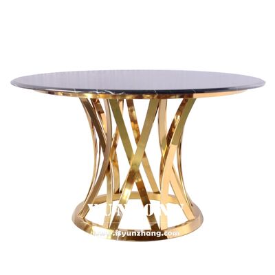 Dobra cena Klasyczny nowoczesny okrągły stół jadalny z ciężką podstawą szkła temperowanego i marmuru do użytku na zewnątrz w kuchni Salon Family Hotel w Internecie