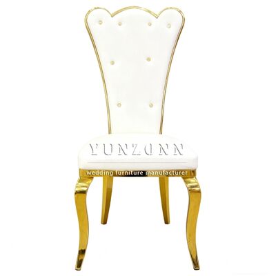 Dobra cena Royal Style Nowy Design Krystal Button Z tyłu Restauracja Ślub Złoty Złoty Stal Nierdzewna Hotel Krzesło jadalne w Internecie