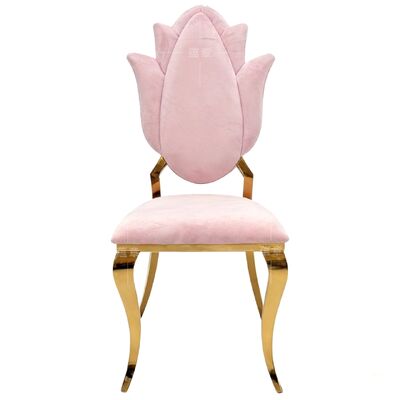 Dobra cena Krzesła bankietowe hotelowe Tulip Flower Back Stackable Pink Velvet na imprezy weselne w Internecie