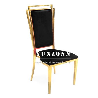 Dobra cena Sino Perfect Favorable Price Golden Metal Square Back Banquet Hall Dining Chair for Wedding Event Dining w Internecie