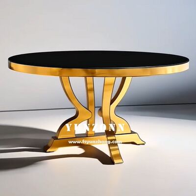 Dobra cena Nowoczesny Okrągły Stół Jadalniany ze Stali Nierdzewnej Złoty Stół na Imprezy Weselne dla Hoteli w Internecie
