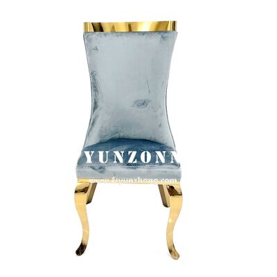 Dobra cena Nowoczesne Eleganckie Luksusowe Krzesło Restauracyjne z Wysokim Oparciem, Tapicerowane, z Szarym Aksamitem i Stalą Nierdzewną Silla Comedor w Internecie