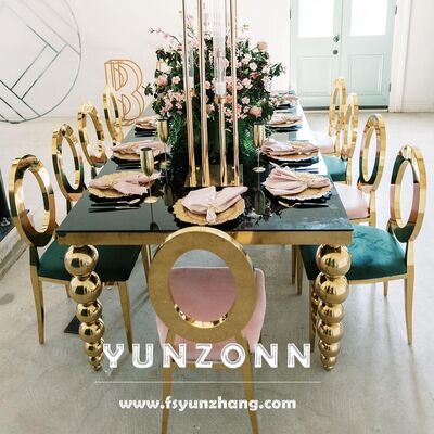 Dobra cena Nowoczesny luksusowy prostokąt ślubny i stół jadalny z kulkami ze stali nierdzewnej w Internecie