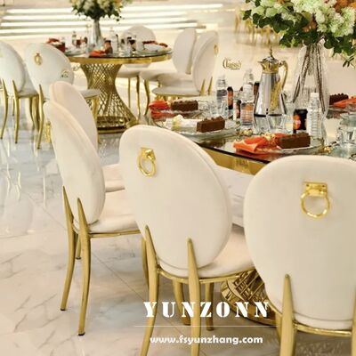 Dobra cena Krzesło bankietowe okrągłe welurowe złote ze stali nierdzewnej do restauracji, na wesela i imprezy w Internecie