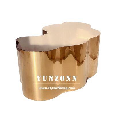 Dobra cena Nowoczesne metalowe meble z stali nierdzewnej Złoto, kawa, drzewo stołowe w Internecie