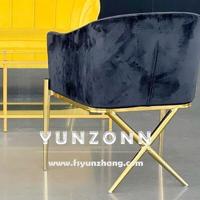 Dobra cena Nowoczesne krzesło do jadalni z podłokietnikami i nogami w kształcie litery X, ze stali nierdzewnej, welurowe krzesła hotelowe w Internecie