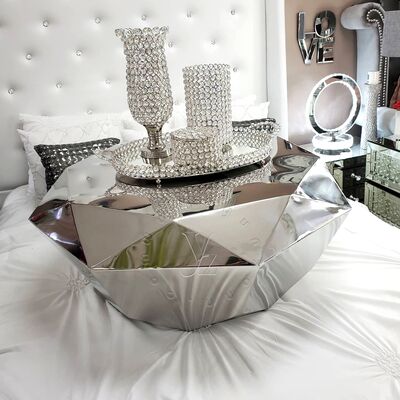 Dobra cena Diamentowy Luksusowy Nowoczesny Stolik Kawowy z Podnoszonym Blatem, Trwałe Metalowe Meble ze Stali Nierdzewnej do Salonu w Internecie