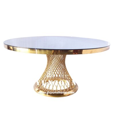 Dobra cena Luksusowe meble impreza impreza Glod ze stali nierdzewnej Szkło sieć rybna okrągła salka bankietowa stoły na wesele w Internecie