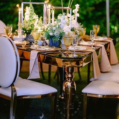 Dobra cena YZ Nowoczesny trójkąt stół jadalny zestaw ze stali nierdzewnej podstawy szkła hartowanego górne wielobarwne ramy trwałe mieszkanie na zewnątrz Willa w Internecie