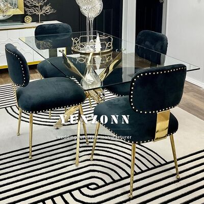 Dobra cena Harper Tufted Black Velvet Dining Chair z chromowaną ramą ze stali nierdzewnej dla hoteli Salony Wille w Internecie