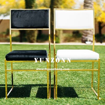 Dobra cena Niedrogie Hotelowe imprezy Meble imprezowe PU/Belut/Tkanina Poduszka Złota krzesła do obiadu ślubne ze stali nierdzewnej w Internecie
