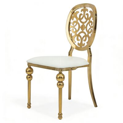 Dobra cena Europejski luksusowy krzesło jadalne nowoczesny design ze stali nierdzewnej skóra PU materiał trwały dla bankietów na zewnątrz Restauracje w Internecie