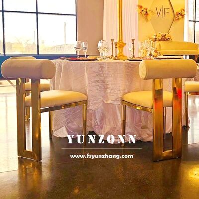 Dobra cena Złote Krzesło Jadalniane ze Stali Nierdzewnej Cali z Poduszką z Aksamitu do Wesel i Hoteli w Internecie