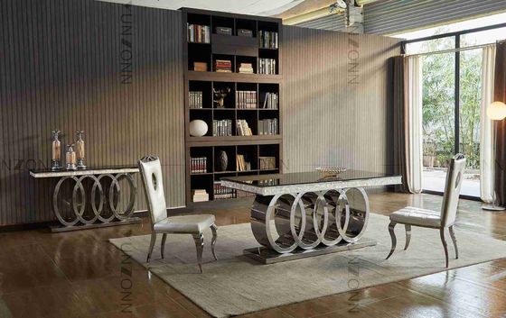 Dobra cena Ciężka podstawa Luksusowe nowoczesne stoły do ​​jadalni Stół do jadalni z czarnego szkła L200xW100xH75cm w Internecie